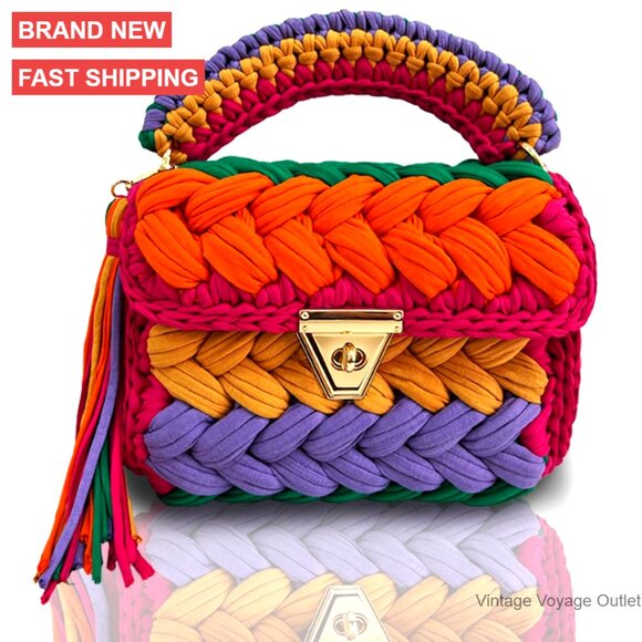Handmade Crochet Evening Clutch Purse Small Crossbody Formal Bag